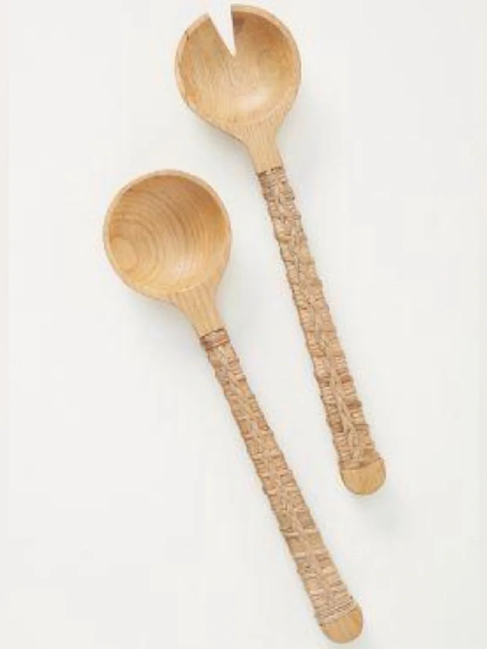 NEW Anthropologie Amber Lewis Sawyer Wood/Rattan Salad Serving Set
